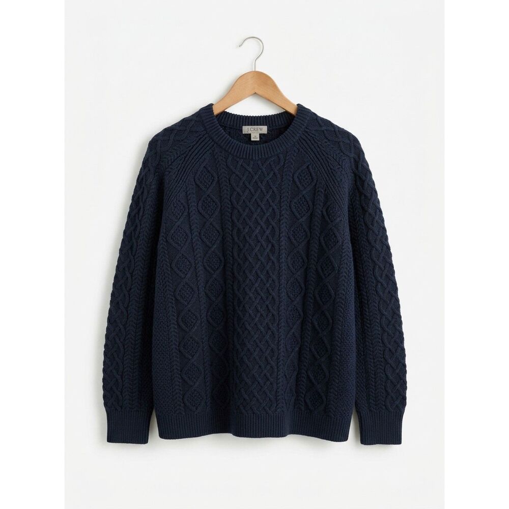 J.Crew Women’s 100% Cotton Cable-Knit Sweater Navy Size L